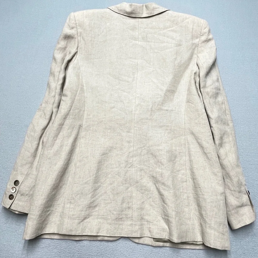 Valerie‎ Stevens Blazer Pure Linen Beige Oatmeal Two Button Suit Jacket coat